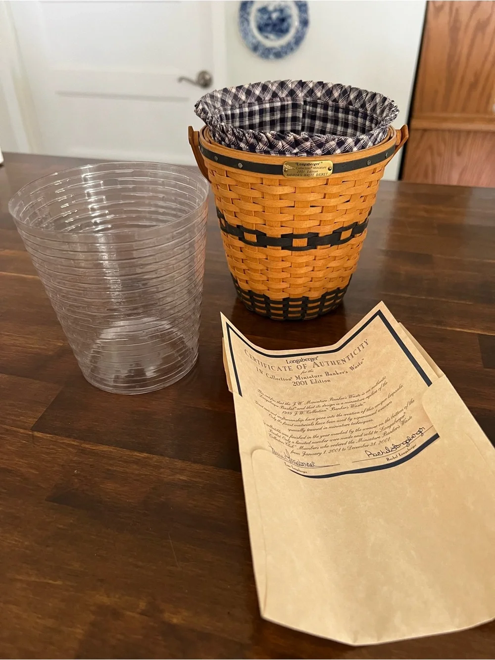 Longaberger JW Collection Miniature Bankers Waste Basket, 2001